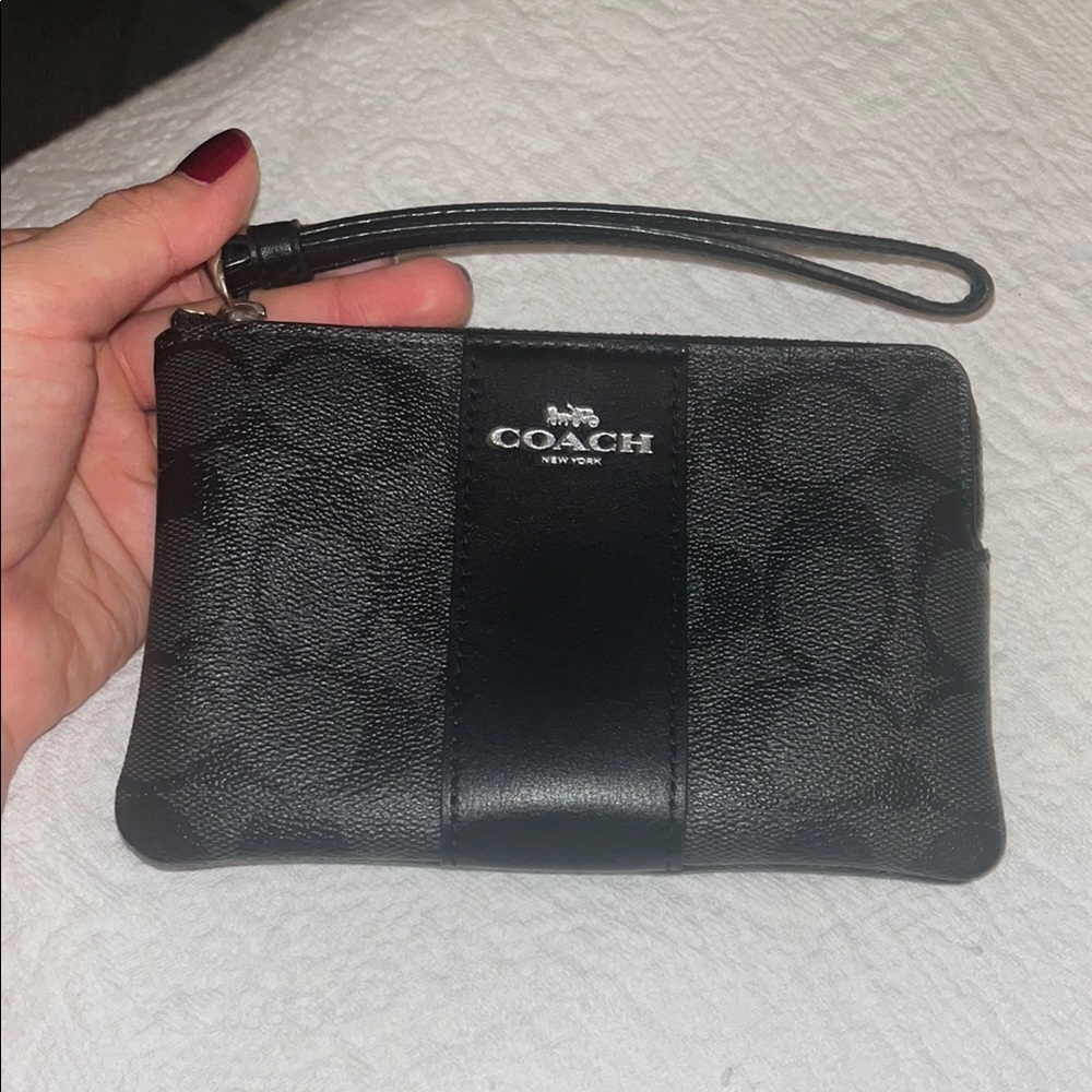 Coach Black Leather Wristlet